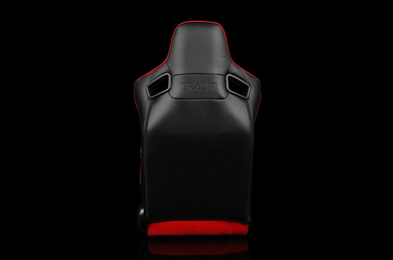 BRMBRR1-RFBS Braum Elite Series Sport Seats - Red Cloth (Black Stitching) Pair - Universal,