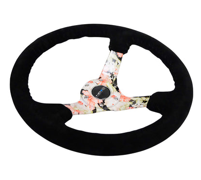 NRGRST-036FL-S NRG Reinforced Steering Wheel 350mm Suede 3in Deep Floral,