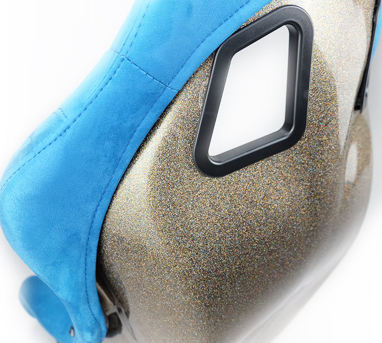 NRGFRP-303BL-ULTRA NRG Innovations FRP Bucket Seat ULTRA Edition with peralized back, Blue Alcantara material,