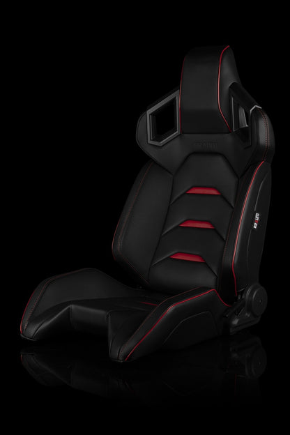 BRMBRR5-BKRD BRAUM ALPHA-X Series Sport Seats - Universal-Black & Red,